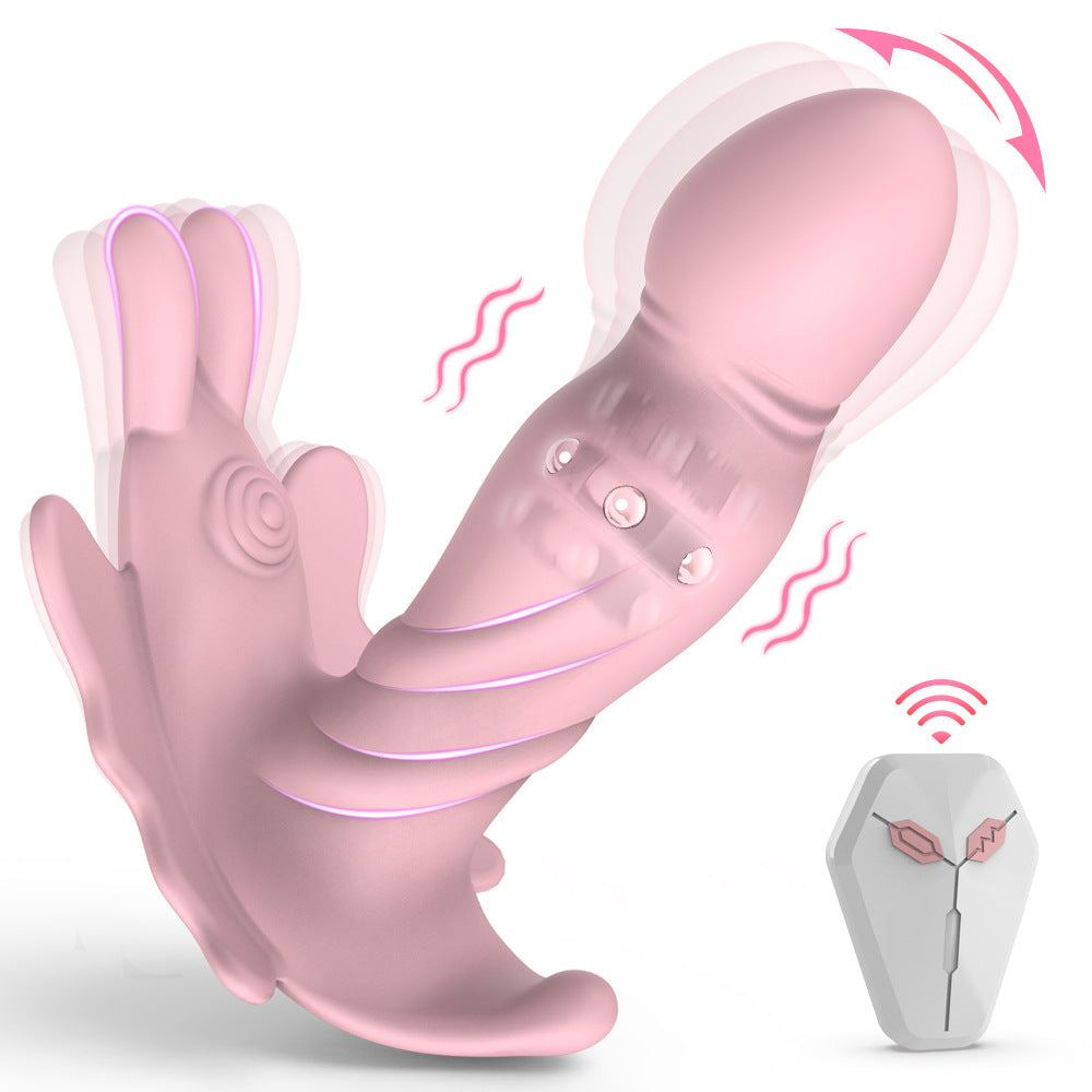 Female going out masturbator pulling rechargeable massager