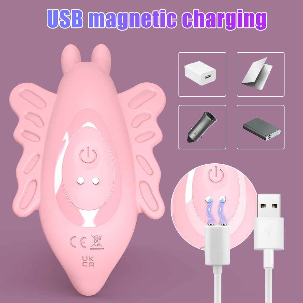 Female going out masturbator pulling rechargeable massager