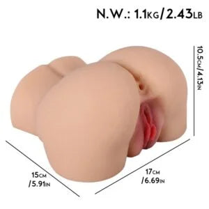 Small Realistic Hip Masturbator - 17 x 15.5 x 10.5 cm