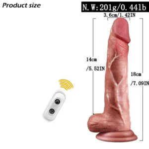 Large Wireless Electric Thrusting Dildo - 18 cm